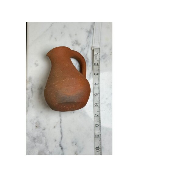 Vintage Handmade Terracotta Pottery Jug Vase Embossed Dot Pattern Rustic Design - Picture 6 of 7